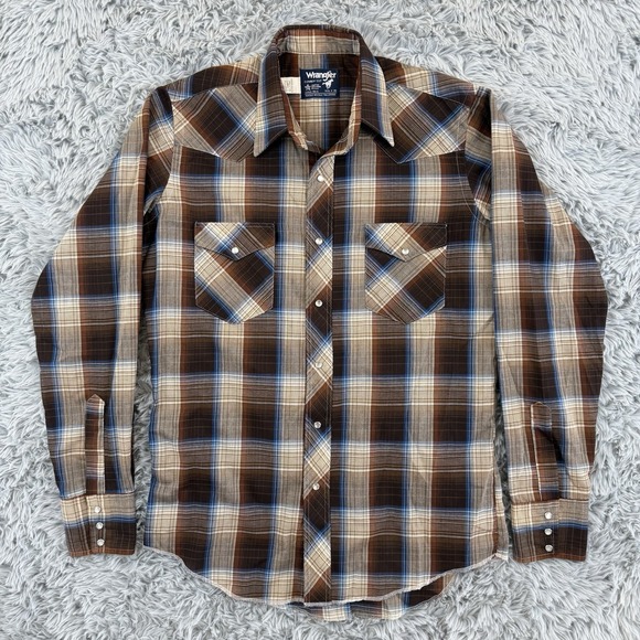 Wrangler Other - Wrangler Shirt Men's 15.5-35 Plaid VTG Made In USA Pearl Snap Western Cowboy Cut